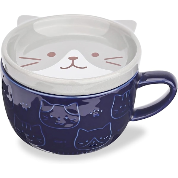 Søt Kattekopp med Lokk, Dyr Kaffe Tekopp Skålsett, Gaver til Bursdag Eksamen Valentinsdag Morsdag Påske Jul