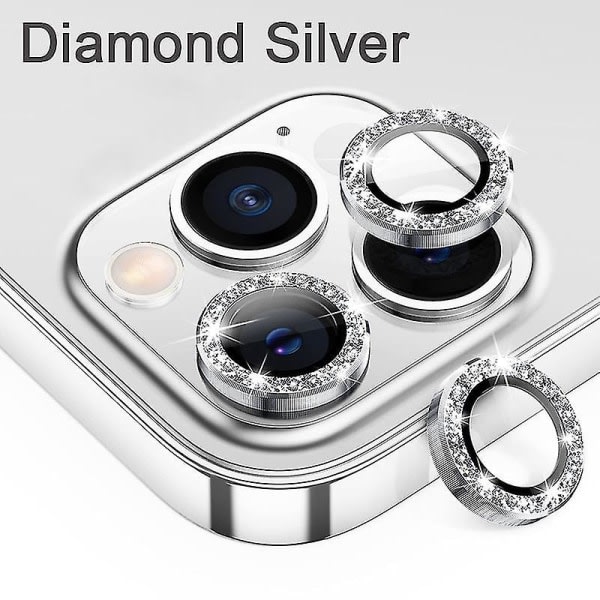 Objektiv för Iphone 14 13 Pro Max 12 11 Kameralinsskydd Cover Diamond Silver 12 eller 12Mini (2PCS)