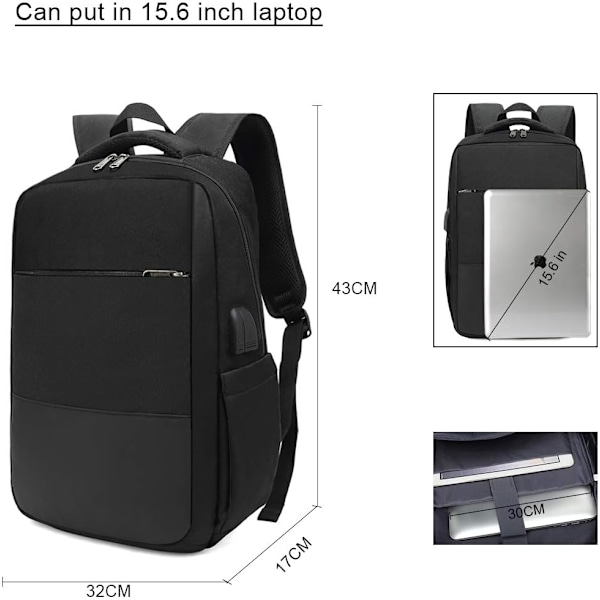 Laptop-ryggsäck, stöldskyddad affärsreseväska, vattenavvisande college-/gymnasieväskor för pojkar/flickor/män/kvinnor
