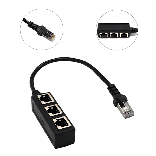 RJ45 Ethernet-nätverksadapter, 1 hane till 3 hona LAN Ethernet-nätverkssplitter för Ethernet-förlängning, Ethernet-förlängningskabeladapter Nätverksadapter