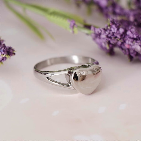 Titanium Stål, Hjerte Memorial Ring Urne Aske Ring-Charm Kremering US 10
