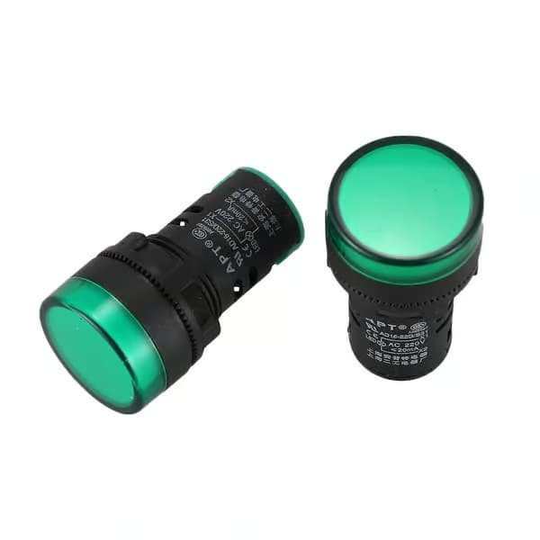 2 stk. AC220V grøn LED-strømindikator kontrollampe 22 mm diameter