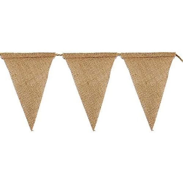 11 meter lång hessianbanderoll, vimpelgirlang, 48 st jutevimpelgirlang, triangelflagga för bröllop, fester, dopdekoration (13 x 16 cm)