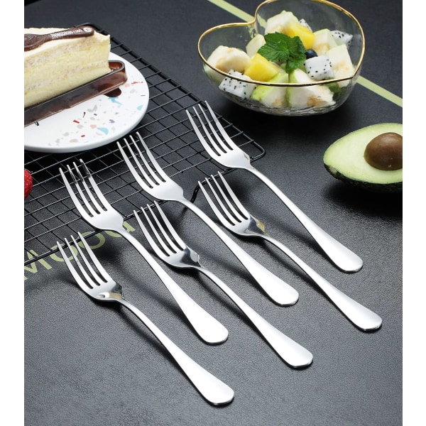 Middagsgabel 6 stk., Rustfrit Stål 20,5 cm Gaffel Bestik, Bordgaffel Sæt af 6