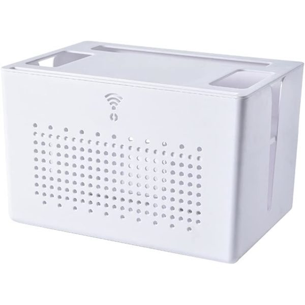 Dobbeltlags Wifi Router Opbevaringsboks Desktop Stikkontakt Ledningsarrangørboks Set Top Box Vare Skjult Afslutningsboks White