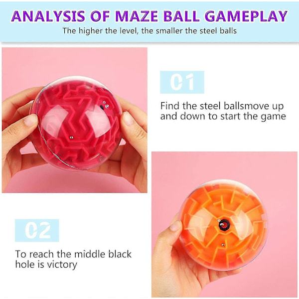 4 Stykker 3D Labyrint Ball Labyrint Puslespill Ball Magiske Hjernevrider Spill Sfære Pedagogiske Puslespill Leker Labyrint Puslespill Kube Ball for Voksne og Studenter Tenåringer