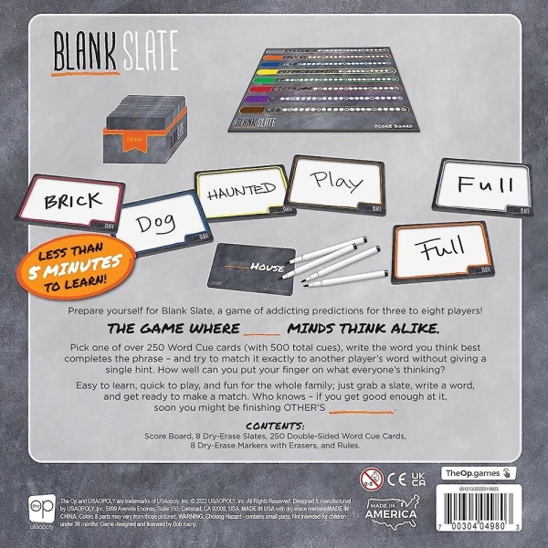 Blank Slate-brætspil Spillet, hvor store sind tænker ens | Sjovt familievenligt ordforenings-festspil