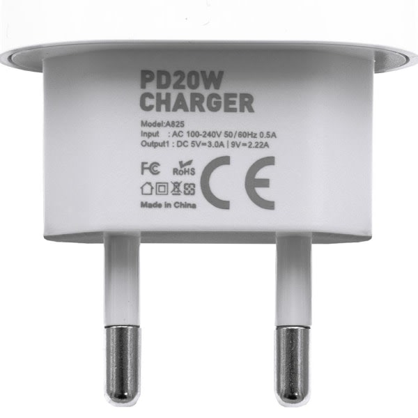Oplader til iPhone - Strømadapter - 20W USB-C - Hurtiglader Hvid 1. strømadapter 1st power adapter