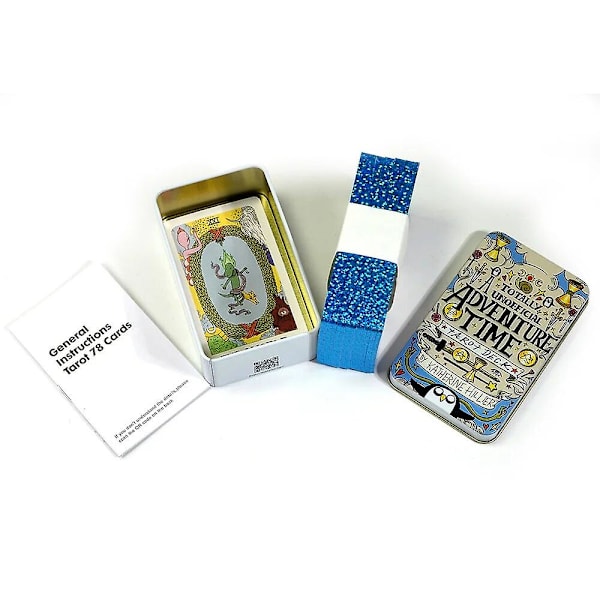 Adventure Time Tarot Deck i en tinnboks med gullbelagt kant Spillkort Brettspill Orakel Familiefest Spådomskort