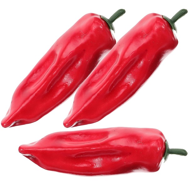 3stk Kunstig Pepper Simulering Chilipepper Falske grønnsaksmodell Fotorekvisitter