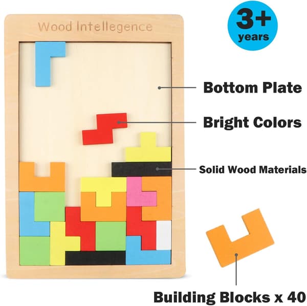 Trä Tetris Pussel, 40st Tangram Spel