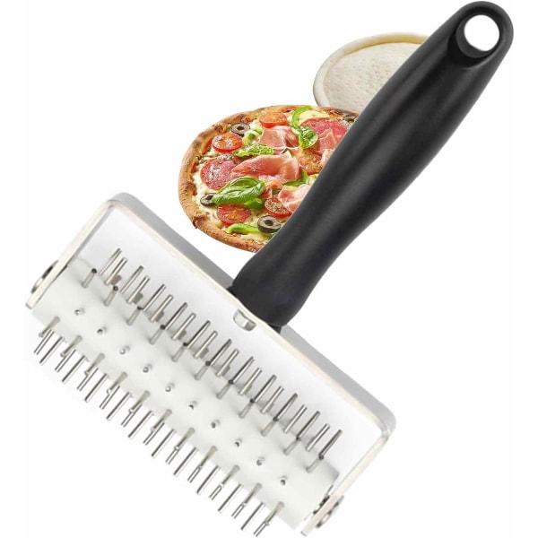 Pizza Deg Roller Pizza Deg bollar Rostfritt stål Roller Deg Maker Hålstift, Portabel Paj Nål Hjul Skärare, Kavel Deg Hålmaskin