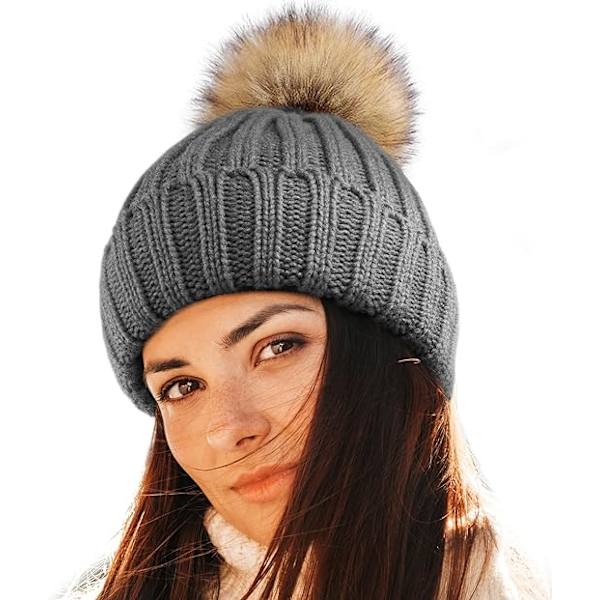Termiska varma vinterhattar med pompom
