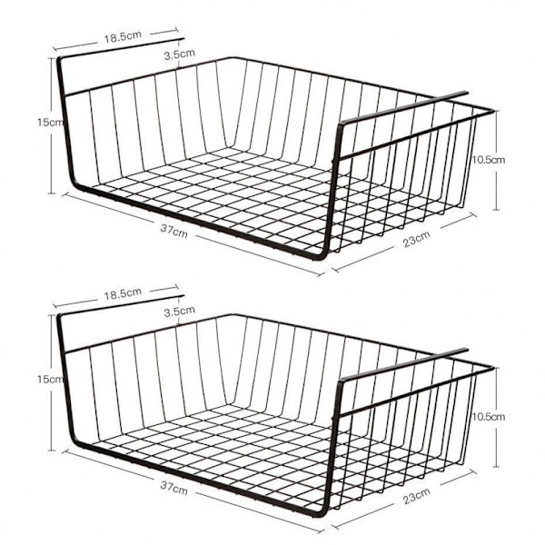 Under Shelf Opbevaring Hængende Opbevaringshylder Kurve Wire Slides Under Desk Hylde Køkken Opbevaring Under Shelf Opbevaringskurve(Medium 2 stk)
