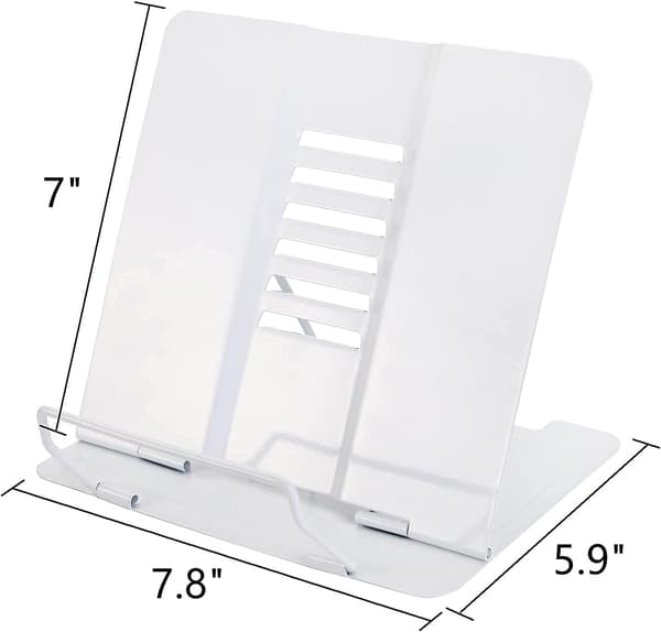 Set med 2 bokstöd, justerbart bokställ i metall, bärbart lässtöd för kokböcker, dokument, läroböcker, robust skrivbord