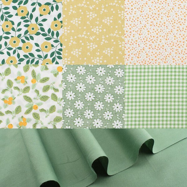 7 stk. Fedt kvarter stofpakke 100% bomuld patchwork blandet håndværk grøn - 25*25cm