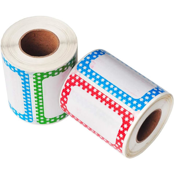 Värikkäät nimilaput - 89mm x 57mm, 5 väriä (tähti - 600 lappua)