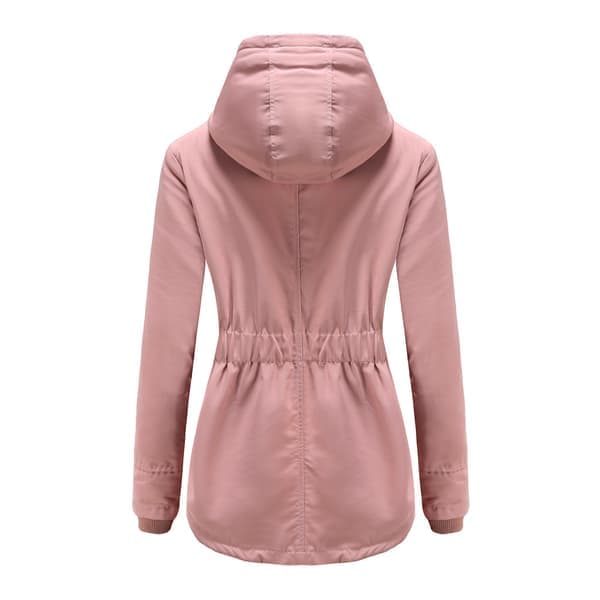 Varm vinterjacka för kvinnor med sherpafoder, tung parka med huva, rosa Pink M