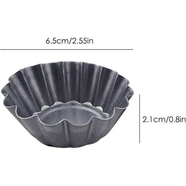12 stk. æggekageforme, cupcake kage muffinforme mini tærteforme bageform, kulstofstål - 2,6 tommer