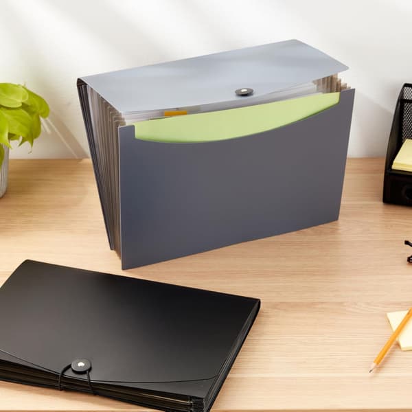 Amazon Basics Ekspanderende Arkivmappe, A4-størrelse, 2-pakning, Svart Black
