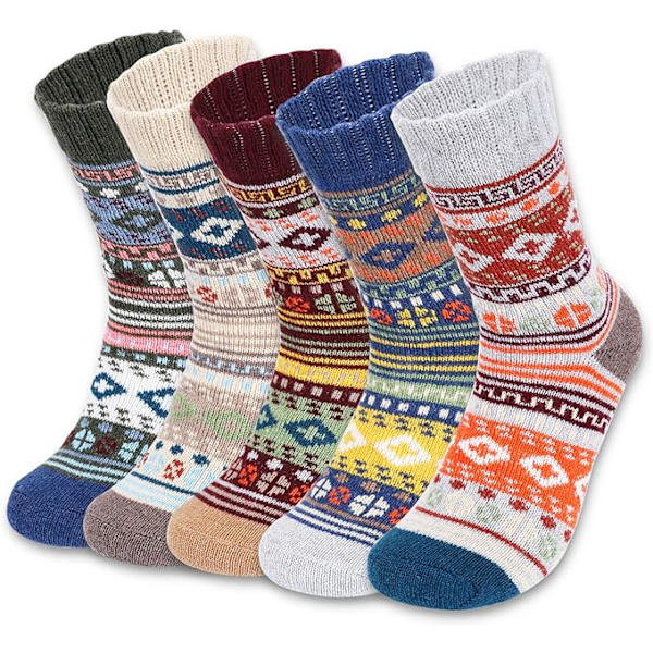 5 Par Vinter Ull Tykke Sokker