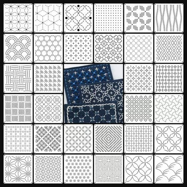 9/32 stk. Sashiko broderiskabelon DIY Geometrisk patchwork Ste-FM- 9Pcs