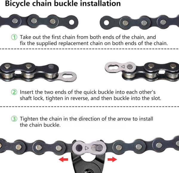 Cykellænkeværktøjssæt, cykellænkeafbryder, kædetænger, kædetester og 3 par cykellænker