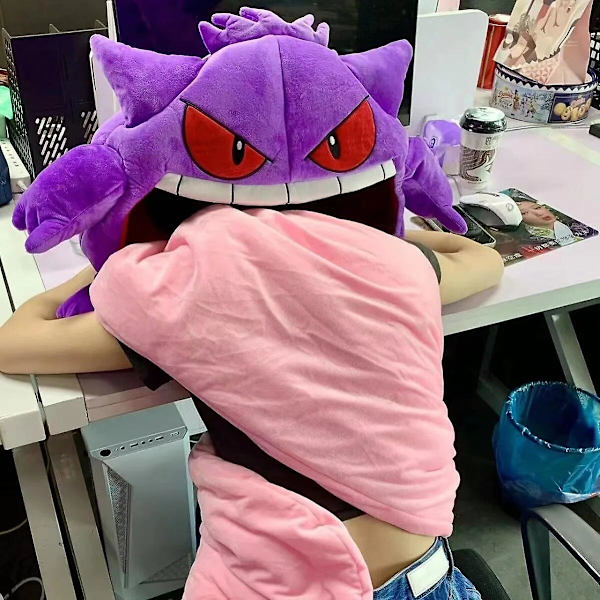 Sarjakuva Gengar Tongue Sleeping Pat Sleep Pillow, Dual Purpose Nap Blanket