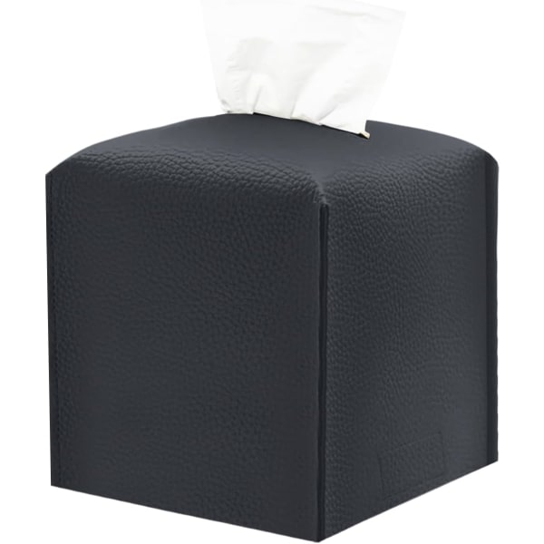 Vævæskeskrin Cover, Sort Vævæskeskrin Holder, Moderne PU Læder Kvadratisk Vævæskeskrin, Delikat Dekoration Vævæskeskrin Organizer