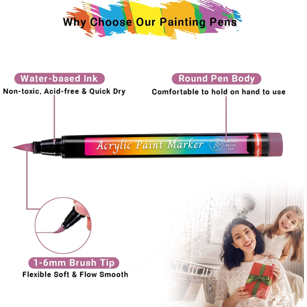 12 farger Vanntett Permanent Stone Maling Akryl penner