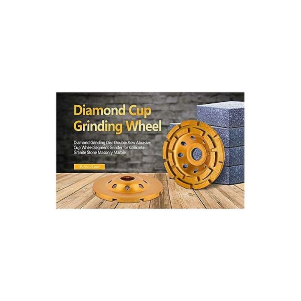 Dobbeltrad diamantslipeskive - 115 mm x 22,2 mm (4,5 tommer), for betong, granitt, stein, murverk og marmor. Ideell for fjerning av gips.
