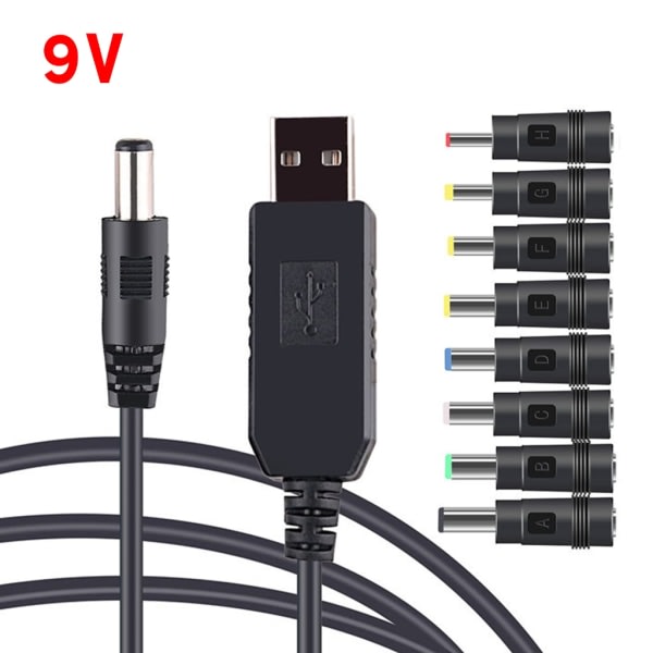 USB til DC 5V 9V 12V Adapter Konverterkabel USB til 8PCS DC-stik til router Mini blæserhøjttaler WIFI Ladebankstik 9V