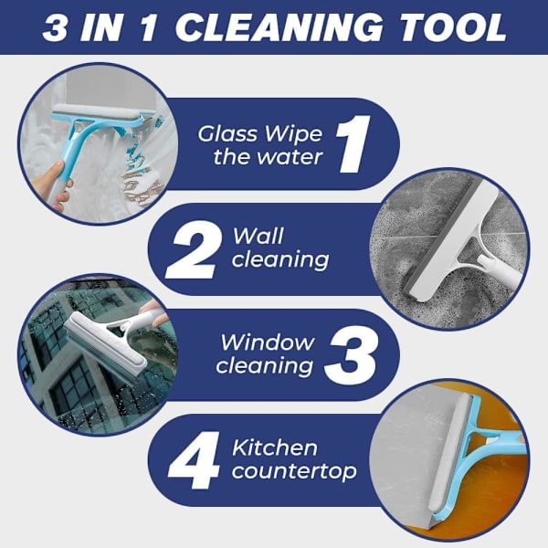 3 i 1 Vindusvasker med Squeegee, Sprayflaske for Bil, Innendørs, Utendørs, Fliser og Glass, Multifunksjonelt Rengjøringssett - Spray, Tørk, Squeegee (Gul)