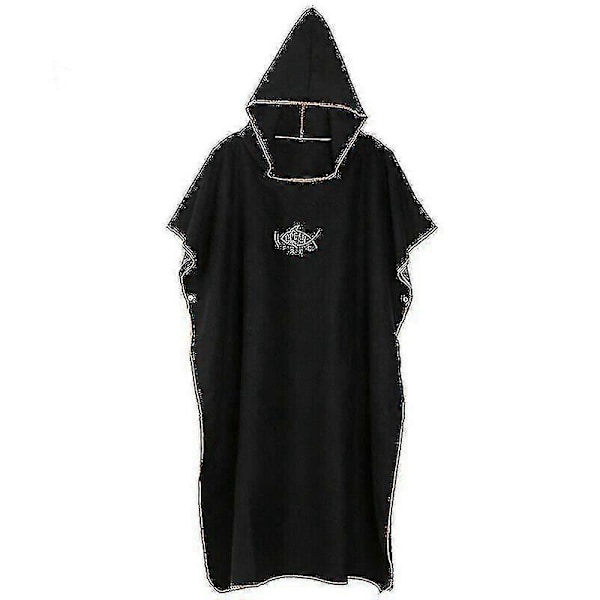 Unisex Rantapyyhe Kylpy Aikuisten Hupullinen Nopeasti Kuivuva Poncho Kylpytakki black