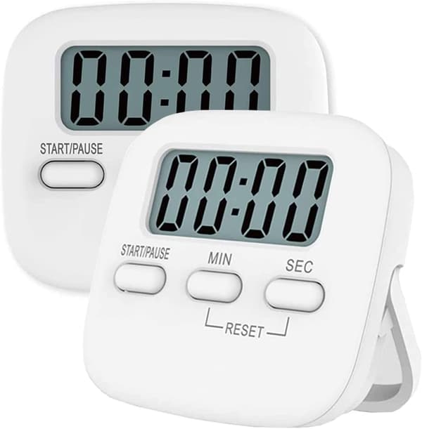 Kjøkkentimer, hvit, 2-pakning