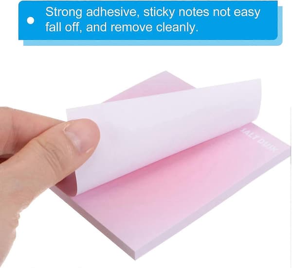 3 x 3 tommer Gradient farve Sticky Notes, 12 pakker selvklæbende memoblokke 50 ark/blok stærk, pink