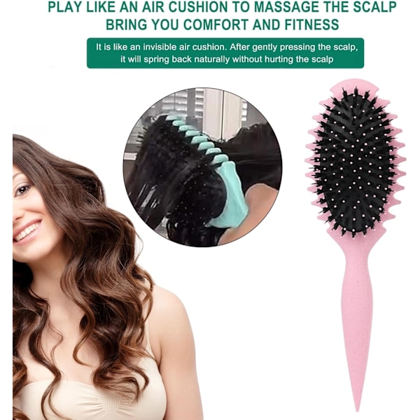 1PCS Curl Enhancing Brush All-purpose Hair Comb Defining Soft Bristles Scalp Massage Air Cushion Curly Shaping Styling Pink