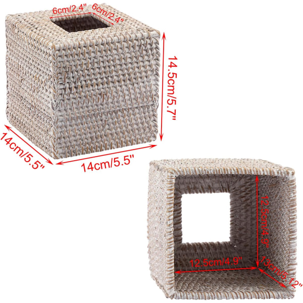 Rattan Firkantet Tissue Cover Holder Dekoration Tissue Organizer Box Terning Tissue Paper Holder Box Tissue Storage Case Dispenser Serviet Organizer