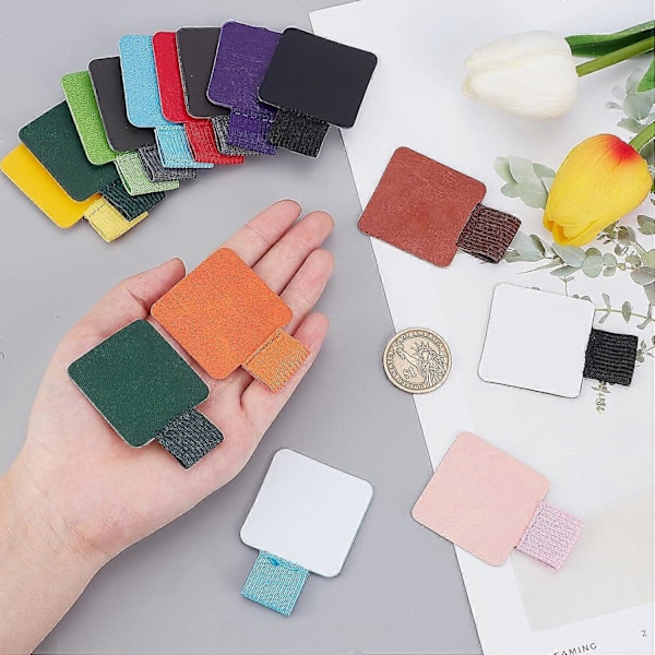 DIY 24 stk. 12 farver selvklæbende penholder elastisk løkke imiteret læder blyant elastisk bånd løkke designet til notesbøger journaler