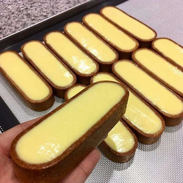 10-pakning ovale terteringer, perforerte bakeringer, kakeringer, rustfrie kakeformringer i rustfritt stål