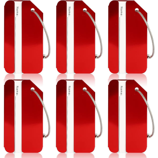 6-pack metallbagagelappar för resväskor, vattentäta bagagelappar för resväska, namn-id-kort bagagebrickor för Fam