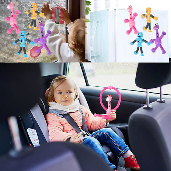 Teleskopisk sugekopp Giraff leketøy Robot leketøy Pop Tubes Fidget leketøy LED Fidget Tubes Sensoriske leker Form endring Sugekopp leker Dekompresjonsleketøy