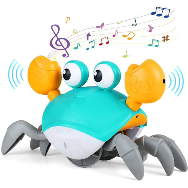 Automatisk hinderundvikande krabbleksaker med musik och ljus Blue 2pcs