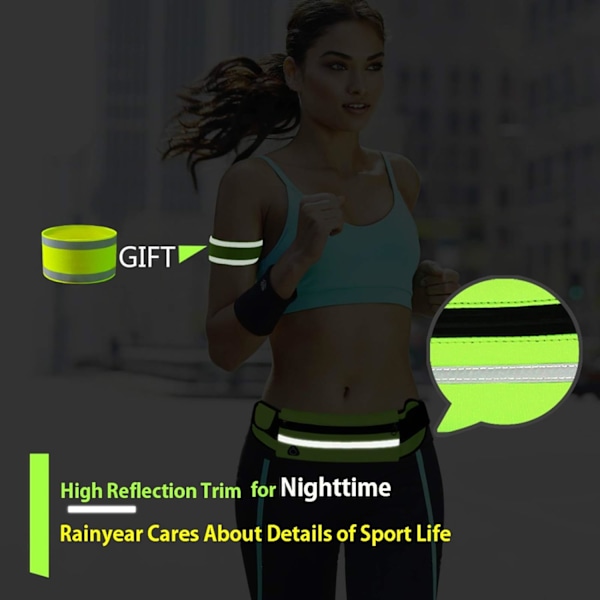 Løpebelte Bumbag Fanny Pack Vanntett Flip Belt Justerbar Fitness Midje Bum Pouch Bag Kompatibel, for Menn Kvinner Utendørs Gym Sports Reise Black