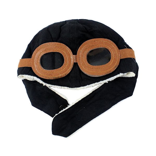 Cozy Kids Pilot Hat Varmt Fløjl Tegneserie Design Blødt Bomuld Klassisk Alsidig Pilot Hat Black
