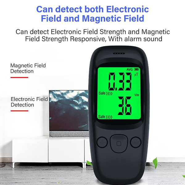 Handhållen bärbar LCD-skärm Elektromagnetisk strålningsdetektor Magnetfält Elektriskt fält
