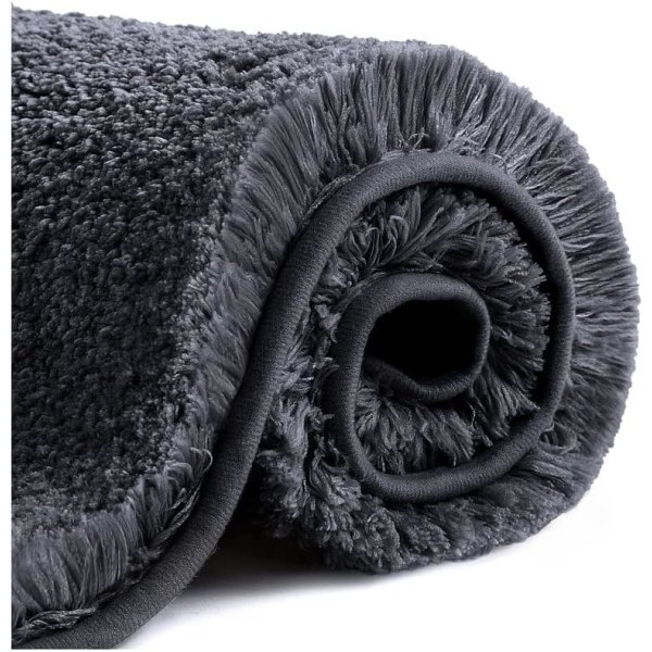 Förtjockad badmatta för badrum Absorberande ultramjuk matta fluffig sängmatta i mikrofiber, snabbtorkande, maskintvättbar - 40 x 60 cm (svart)