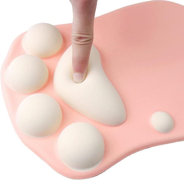 Musemåtte med kattepote - Ergonomisk musemåtte i silikonegel (pink og hvid)