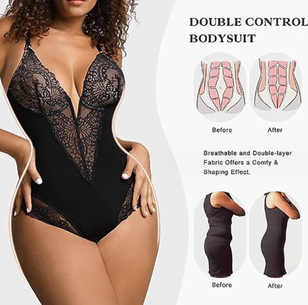 Blonde Shapewear Bodysuit til kvinder, mavekontrol Bodysuit Sort Black L