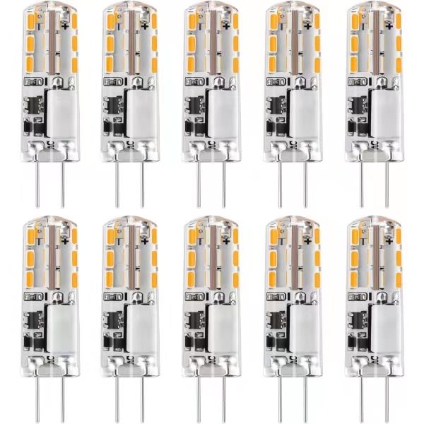 10x G4 LED-lamper 12V AC/DC Varm hvit 3000K 2W, dimbar